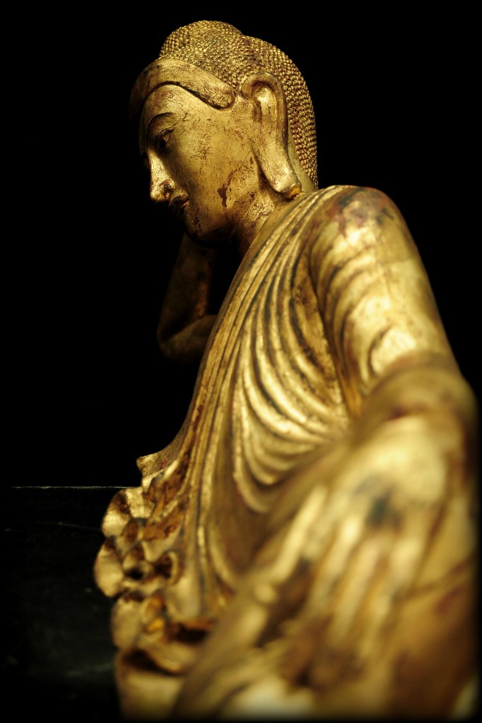 Extremely Rare 19C Reclining Lacquer Mandalay Buddha #BB458